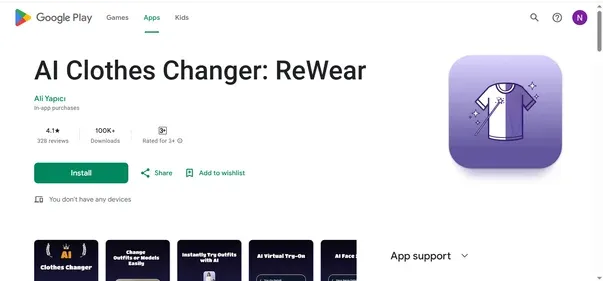AI CLOTHES CHANGER: REWEAR preview