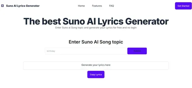 SUNO AI LYRICS GENERATOR preview